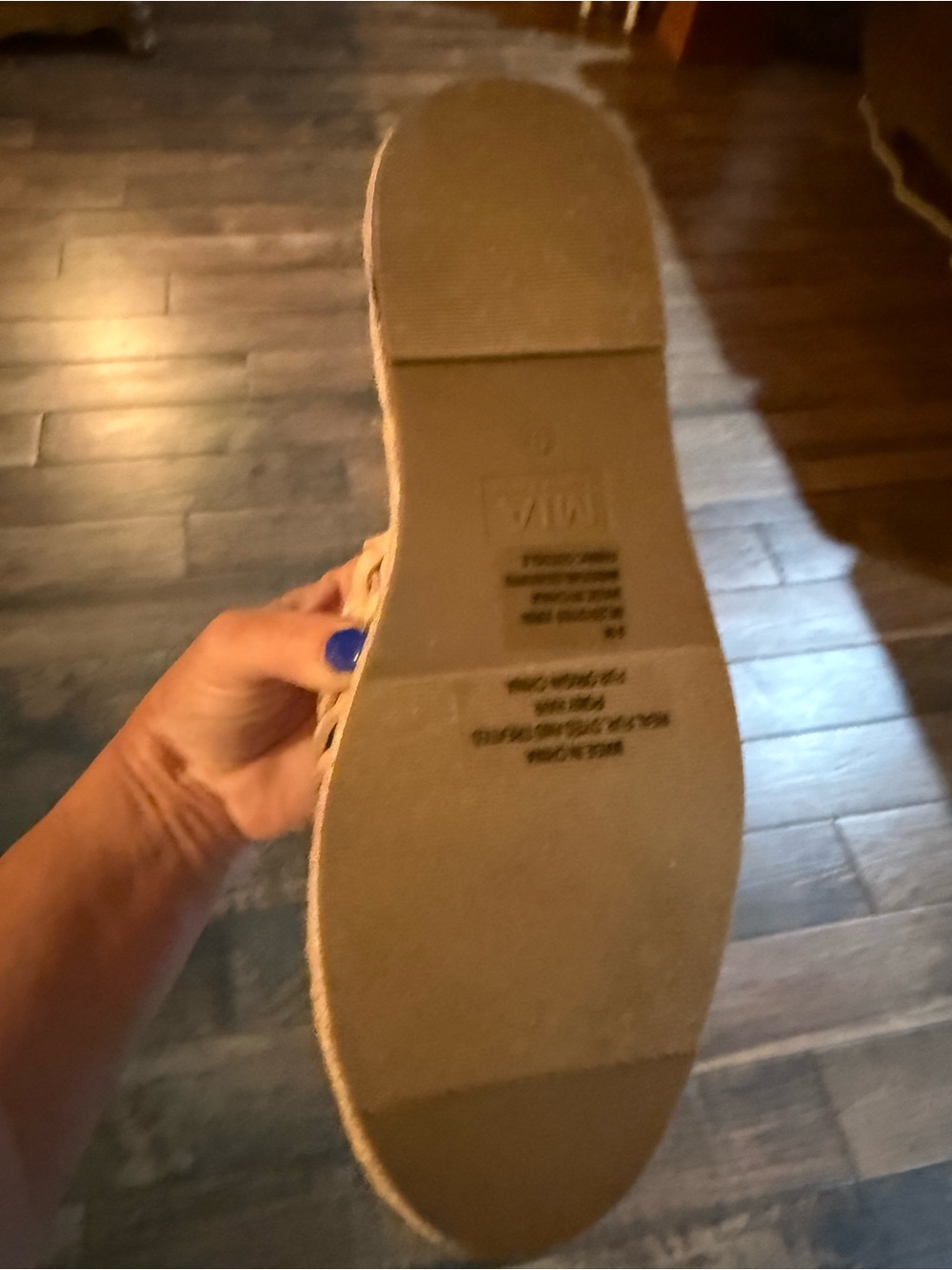 MIA Beige Leather Hair on Hide Espadrille Mule - Picture 5 of 7